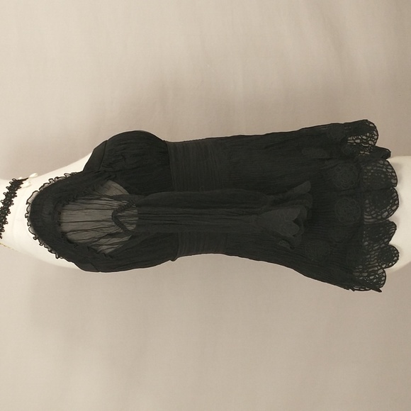 Sexy Feminine Black Silk Lace n Sheer Blouse Could be off shoulder High Quality - Picture 3 of 11